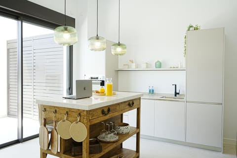 Kitchen or kitchenette, oven