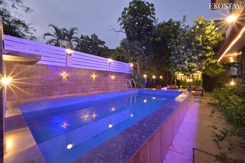 Night, Pool view, Swimming pool
