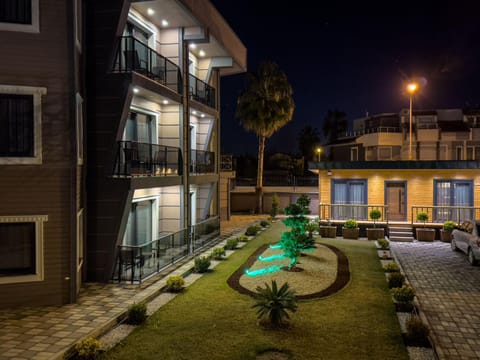 Property building, Night, Garden, Garden view