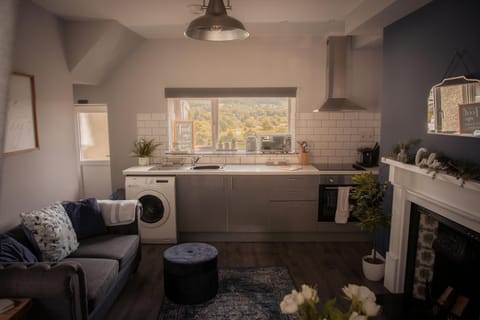 Property building, Kitchen or kitchenette, Living room, Seating area, stove