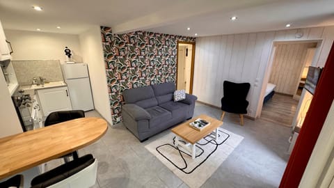 Kitchen or kitchenette, Living room, Seating area, Dining area