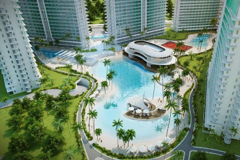 Property building, Day, Natural landscape, Bird's eye view, City view, Pool view, Swimming pool, Parking