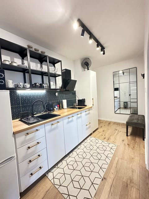 Kitchen or kitchenette, dishwasher, stove