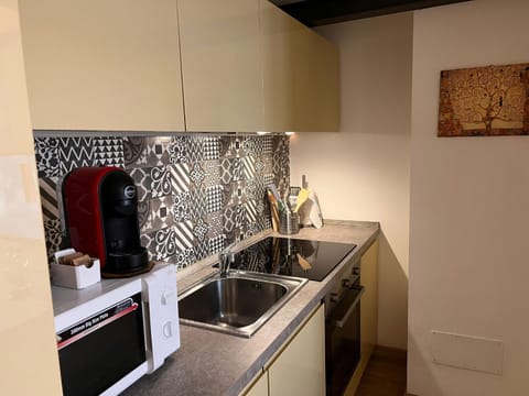 Kitchen or kitchenette, dishwasher, stove