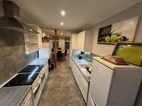 Kitchen or kitchenette, dishwasher, oven, stove