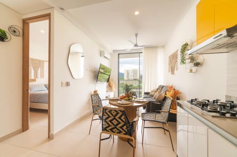 Kitchen or kitchenette, Living room, Dining area