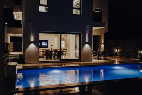 Night, Pool view, Swimming pool