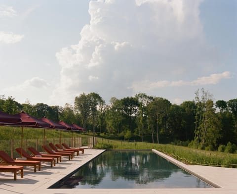 Spring, Natural landscape, Garden, Garden view, Lake view, Pool view, Swimming pool, Swimming pool, sunbed