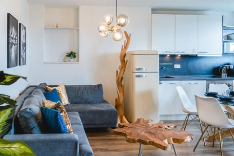 Kitchen or kitchenette, Living room, Dining area, stove