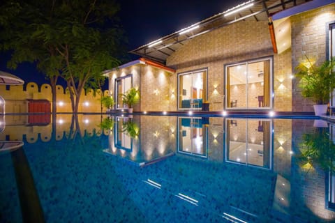 Night, Pool view, Swimming pool