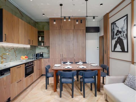 Kitchen or kitchenette, Living room, Dining area, stove