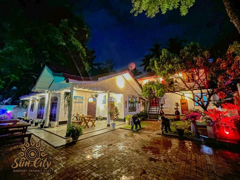 Property building, Night, Garden, Garden view