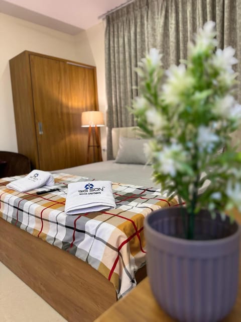 Bed, Photo of the whole room, Bedroom, towels, wardrobe