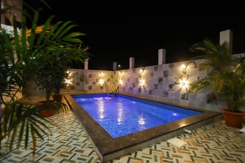 Night, Pool view, Swimming pool