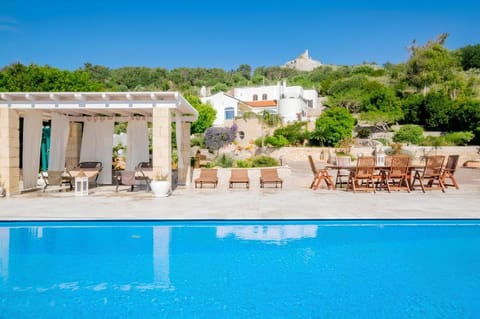 Property building, Patio, Day, Natural landscape, Pool view, Swimming pool, sunbed