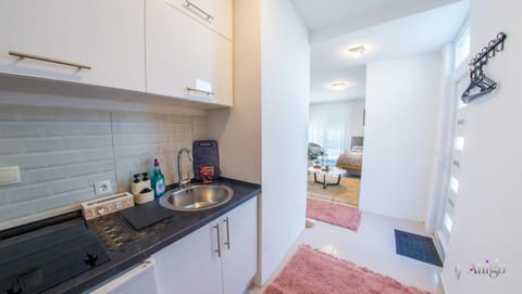 Kitchen or kitchenette, stove