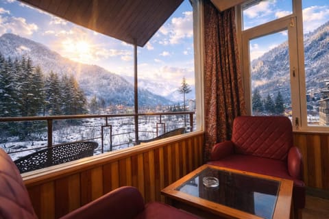 Natural landscape, Winter, Seating area, Mountain view