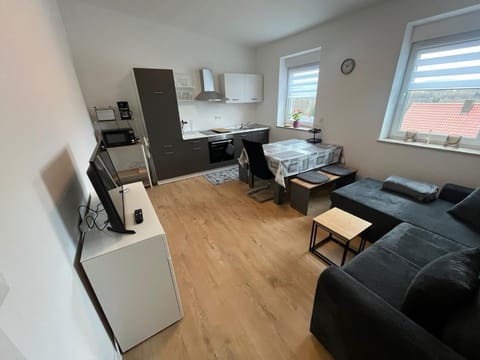 Kitchen or kitchenette, Living room, Dining area, stove, toaster