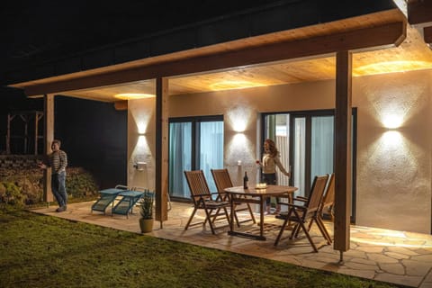 Patio, Night, Seating area, Garden view, sunbed