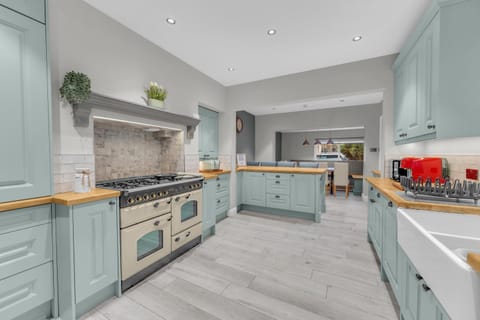 Kitchen or kitchenette, stove