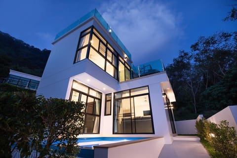 Property building, Night, Swimming pool