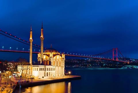Nearby landmark, Night, Natural landscape, City view, Sea view