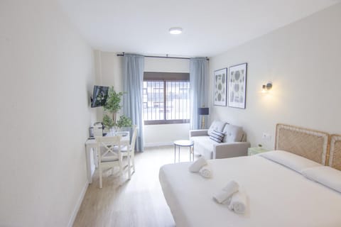 Bed, TV and multimedia, Living room, Photo of the whole room, Seating area, Bedroom