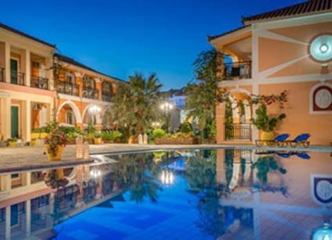 Property building, Night, Garden, Pool view, Swimming pool