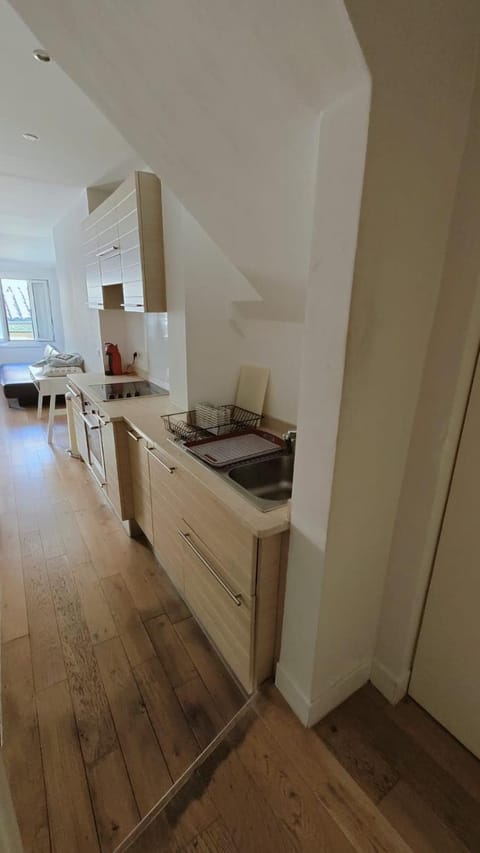 Kitchen or kitchenette, stove