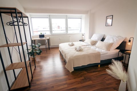 Bed, Bedroom, towels, wardrobe
