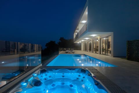 Night, Pool view, Swimming pool