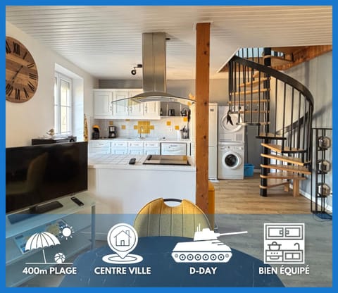 Kitchen or kitchenette, Text overlay