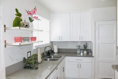 Kitchen or kitchenette, stove