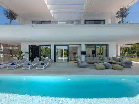 Property building, Living room, Swimming pool