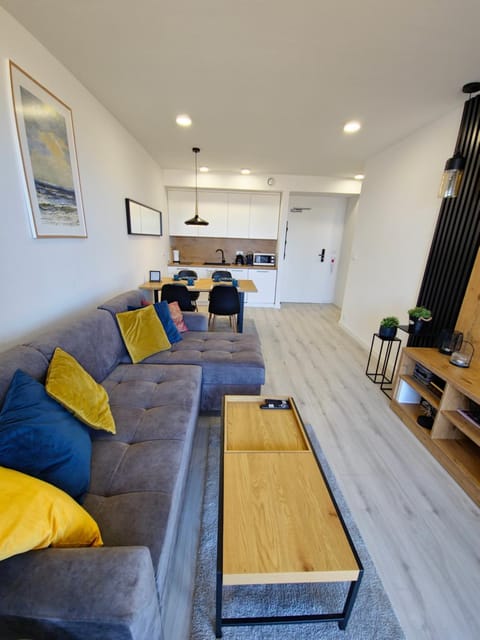 Kitchen or kitchenette, Living room, microwave, stove