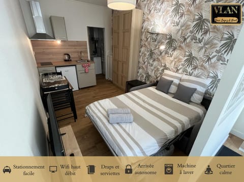 Bed, Living room, kitchen