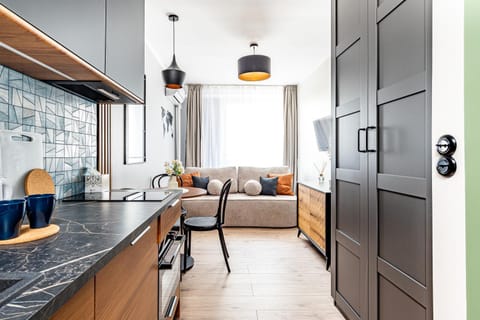 Kitchen or kitchenette, Living room, Seating area, Dining area, microwave, stove, wardrobe