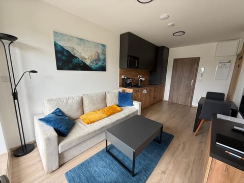 Kitchen or kitchenette, Living room, Seating area