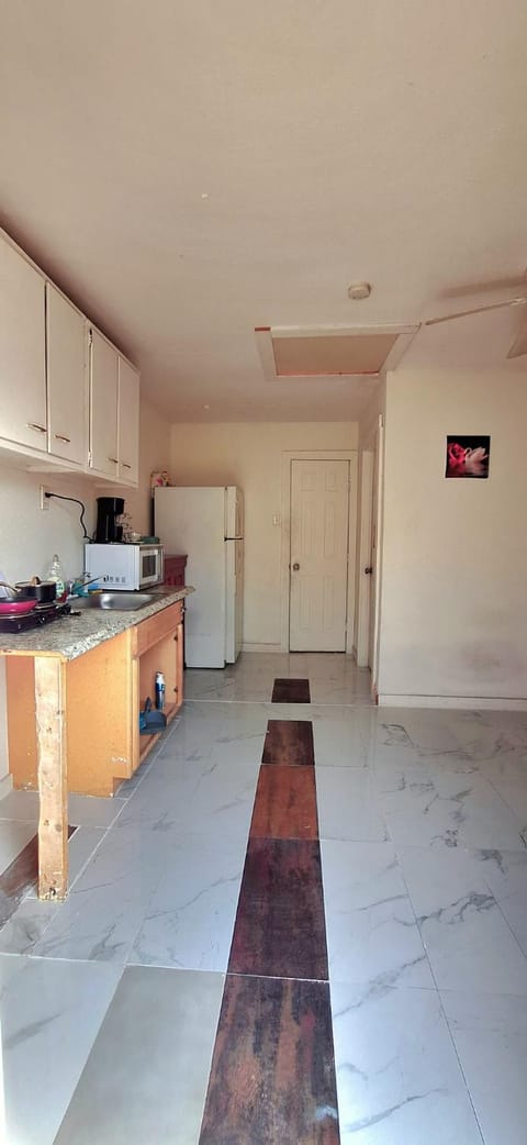 Kitchen or kitchenette, stove