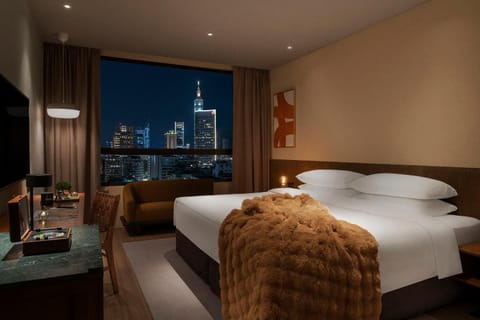Bed, City view