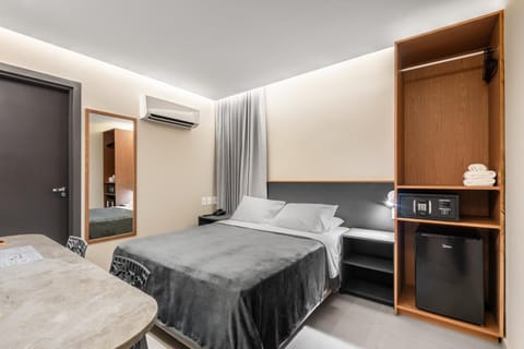 Bed, Photo of the whole room, Bedroom, towels, wardrobe, air conditioner