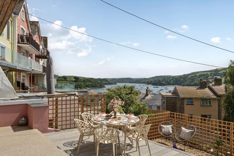 Patio, Day, Natural landscape, View (from property/room), Seating area, Dining area, River view, Sea view