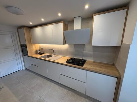 Kitchen or kitchenette, minibar, stove