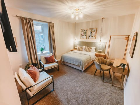 Bed, TV and multimedia, Seating area, Bedroom