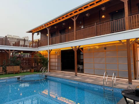 Property building, Patio, Balcony/Terrace, Pool view, Swimming pool