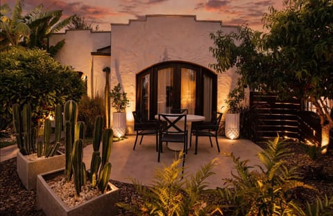 Patio, Facade/entrance, Seating area, Sunset
