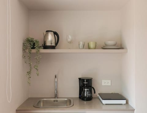 Coffee/tea facilities, Kitchen or kitchenette, stove