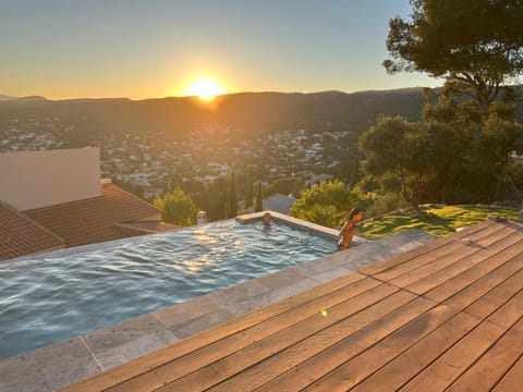 Natural landscape, Swimming pool, Sunset