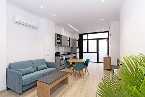 Property building, Living room, Dining area