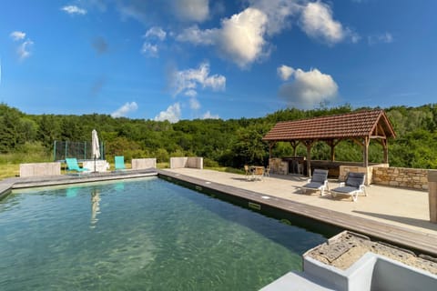 Property building, Living room, Swimming pool